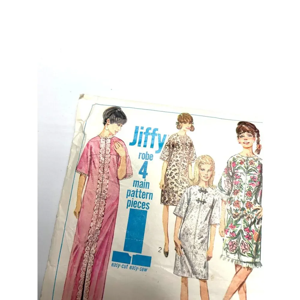 Simplicity Vintage 1960's Pattern #6795 One Piece Jiffy Robe Two Lengths Size 14